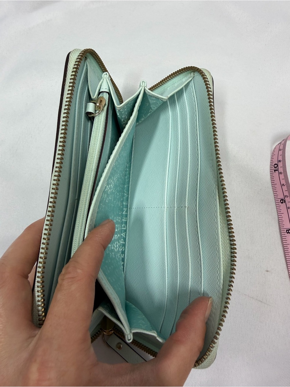 Kate Spade | Newburry Lane Talla Leather Wallet Light Blue Zipper - Picture 7 of 11